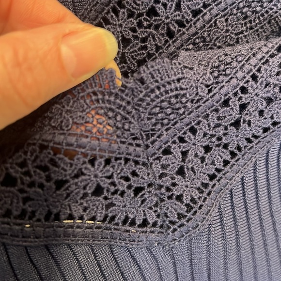 La Maille Sezane Jasmine Navy Lace Trim Mini Dress Size M - Picture 10 of 10